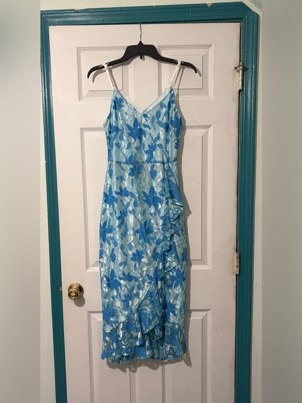 miami Light Blue & Royal Blue Floral Midi Dress